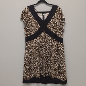 NWT. MICHAEL KORS Womens Zippered Animal Print Flutter Sleeve Dress. 2X